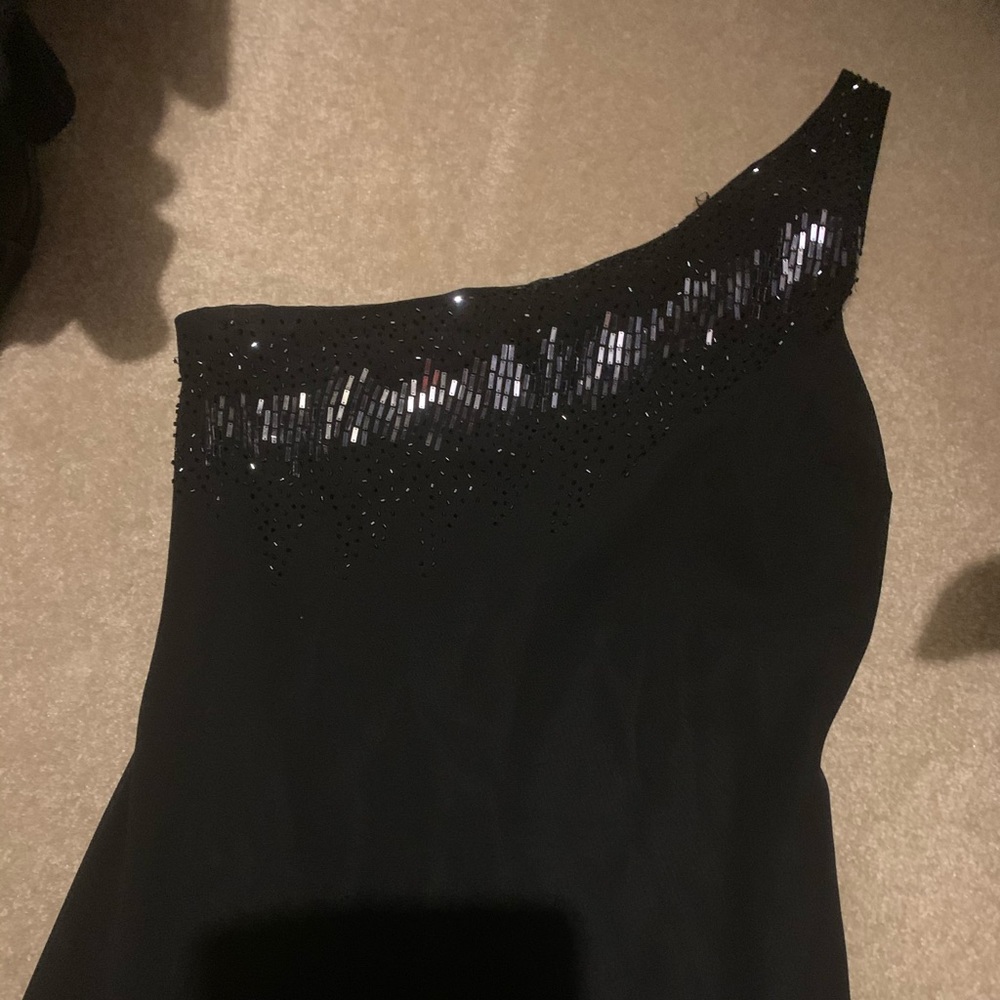 Black one shoulder beaded long Gown